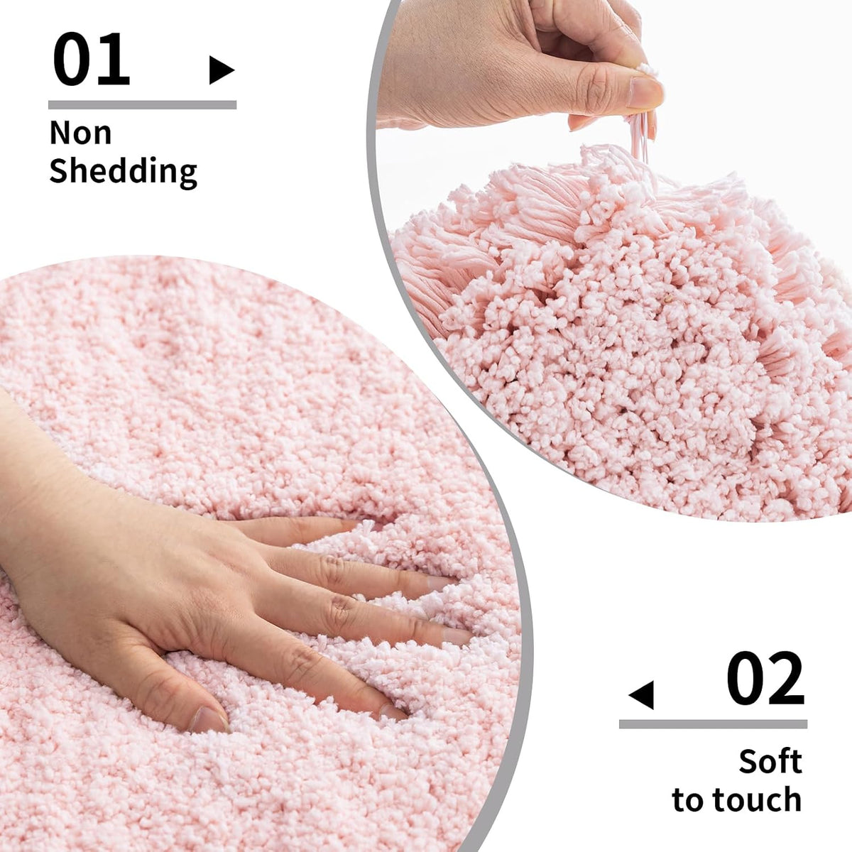 Pink Bathroom Rugs 17x24, Non-Slip Plush Small Bath Mat