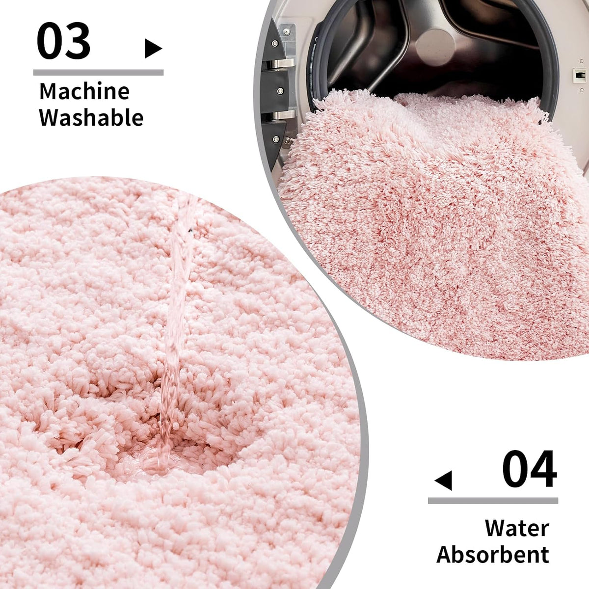 Pink Bathroom Rugs 17x24, Non-Slip Plush Small Bath Mat