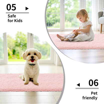 Pink Bathroom Rugs 17x24, Non-Slip Plush Small Bath Mat