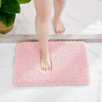 Pink Bathroom Rugs 17x24, Non-Slip Plush Small Bath Mat