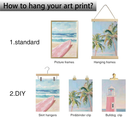 Jamortty 3 Pcs Coastal Beach Wall Art Unframed Preppy Room Wall Decor 16x24