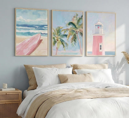 Jamortty 3 Pcs Coastal Beach Wall Art Unframed Preppy Room Wall Decor 16x24
