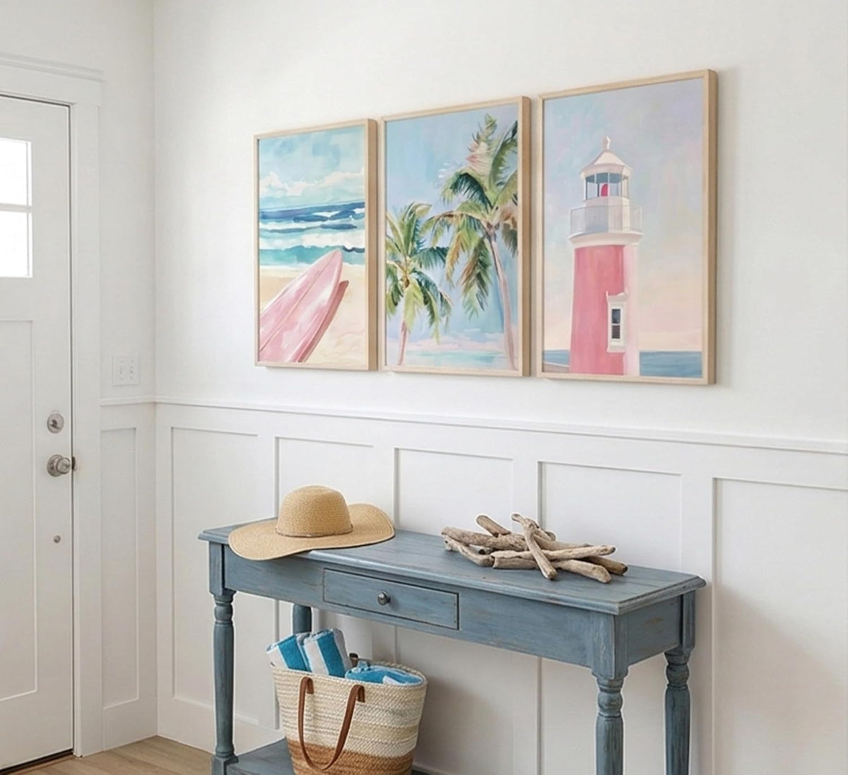 Jamortty 3 Pcs Coastal Beach Wall Art Unframed Preppy Room Wall Decor 16x24