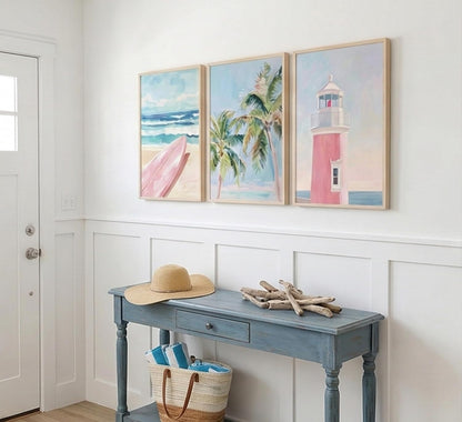 Jamortty 3 Pcs Coastal Beach Wall Art Unframed Preppy Room Wall Decor 16x24