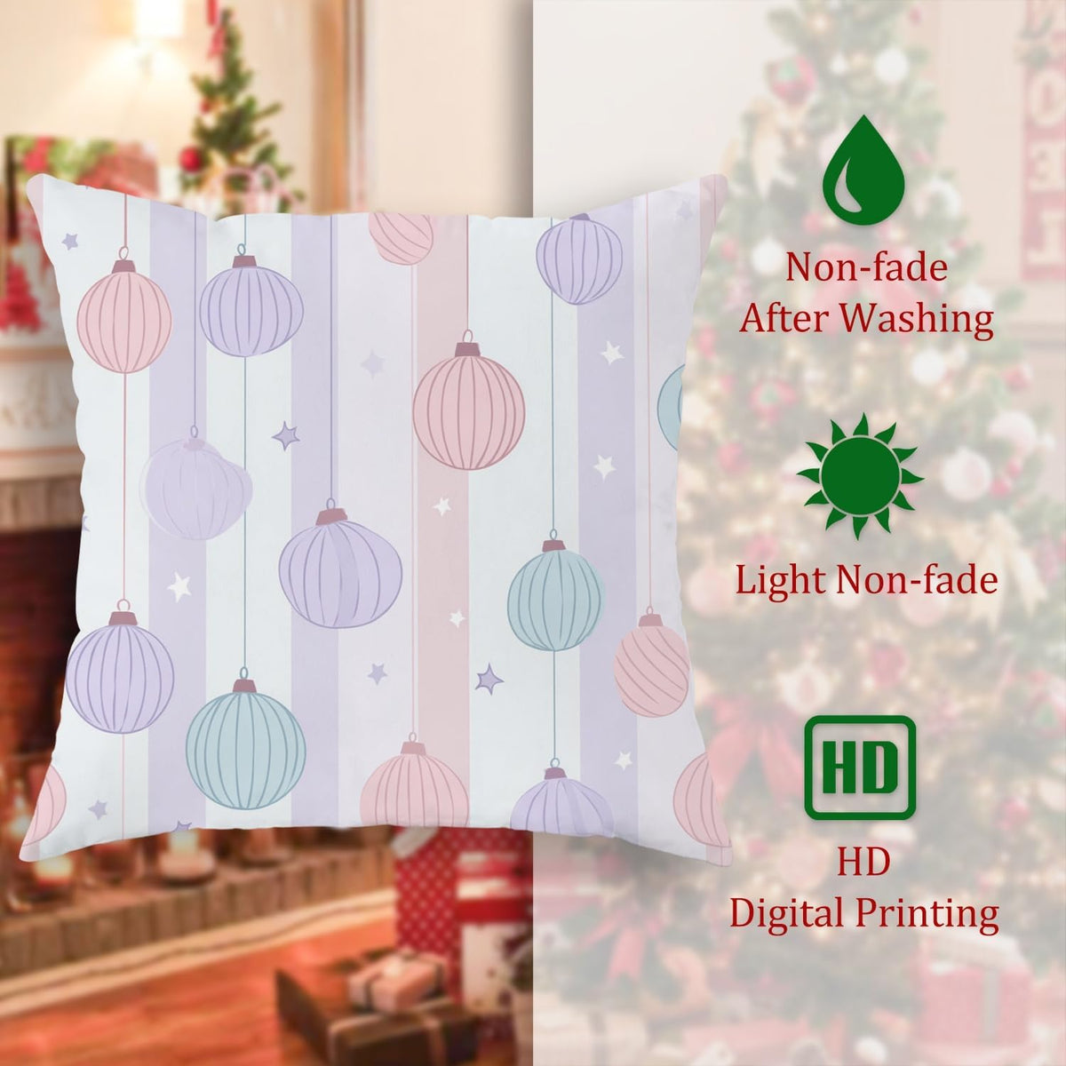 Lantern Throw Pillow Covers Set of 2, Festive Fanciful Stars Stripes Celebration Peach Soft Velvet Washable Pattern Pillow Covers for Living Room Bed Office Sofa Chair Decor 20x12 Inch