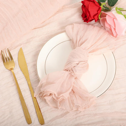 Nydotd 6pcs Cheesecloth Napkins 20 x 20 Inch Boho Dinner Napkins Wrinkled Rustic Linen Table Decorative Cloth Napkins for Wedding Party Baby Shower Family Everyday Use Easter (Dusty Pink)