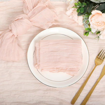 Nydotd 6pcs Cheesecloth Napkins 20 x 20 Inch Boho Dinner Napkins Wrinkled Rustic Linen Table Decorative Cloth Napkins for Wedding Party Baby Shower Family Everyday Use Easter (Dusty Pink)