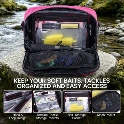 Fishing Tackle Bag, Bait Binder with Detachable PVC Clear Sleeves