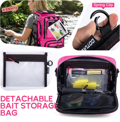 Fishing Tackle Bag, Bait Binder with Detachable PVC Clear Sleeves