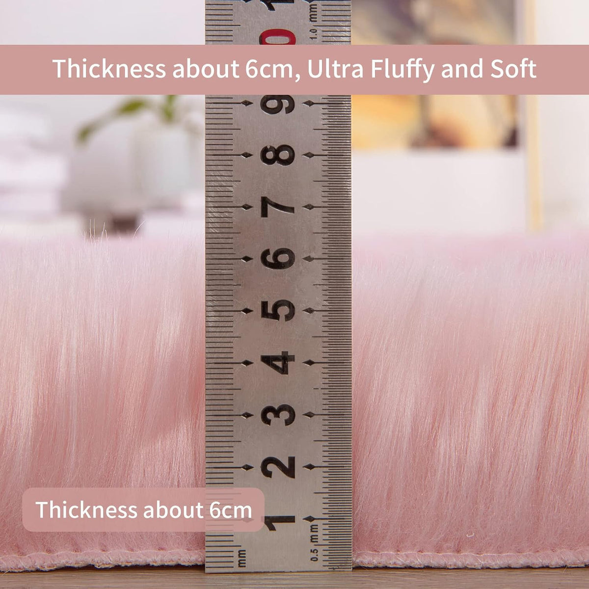 Fluffy 4x6 Faux Fur Heart Shaped Area Rug for Living Room Bedroom, Soft Large Pink Faux Sheepskin Play Carpet for Kids Girls and Pets, Plush Furry Decor Shaggy Feet Mat for Bedside