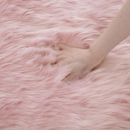 Fluffy 4x6 Faux Fur Heart Shaped Area Rug for Living Room Bedroom, Soft Large Pink Faux Sheepskin Play Carpet for Kids Girls and Pets, Plush Furry Decor Shaggy Feet Mat for Bedside