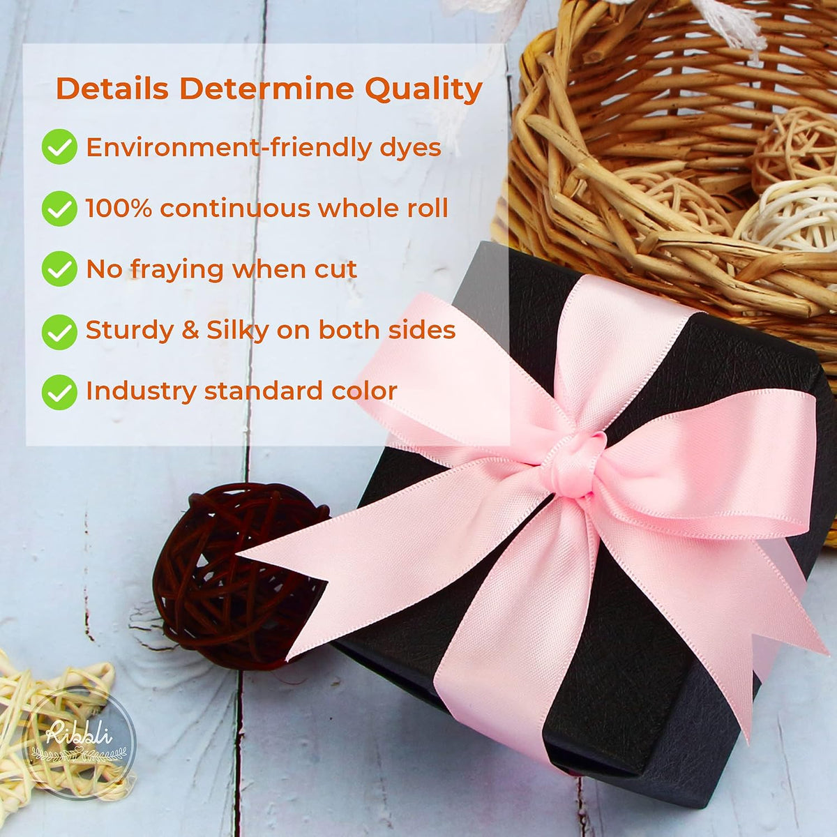 Double Faced Light Pink Baby Pink Satin Ribbon,1” x Continuous 25 Yards,Use for Bows Bouquet,Gift Wrapping,Baby Shower,Floral Arrangement
