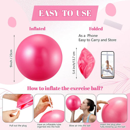 20 Pcs 9 Inch Pilates Ball Bulk Exercise Pilates Ball Mini Yoga Balls Therapy Core for Stability Barre Training Stretching Physical Posture Training Gym Workout with Inflation Tube