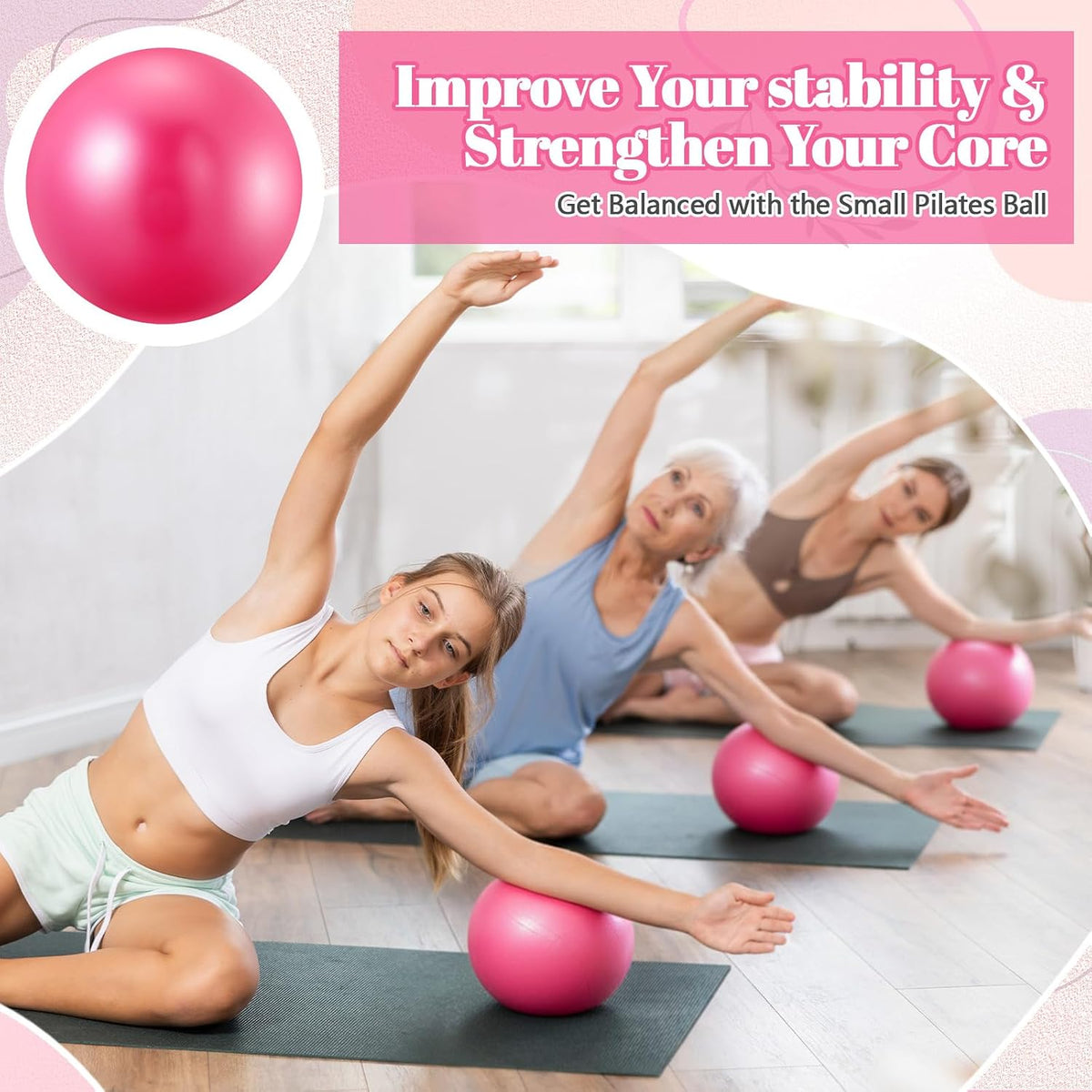 20 Pcs 9 Inch Pilates Ball Bulk Exercise Pilates Ball Mini Yoga Balls Therapy Core for Stability Barre Training Stretching Physical Posture Training Gym Workout with Inflation Tube