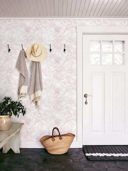 Dimoon 78.7"x17.3" Peel and Stick Wallpaper Floral Contact Paper Boho White Pink Flower Wallpaper Removable Wall Paper Self Adhesive Modern Contactpaper for Cabinets Drawers Bedroom Thicken Vinyl
