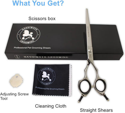 HASHIMOTO Dog Straight Scissors,Grooming Shears for Dogs,Cat Grooming Scissors,7.0 inch,Light Weight.