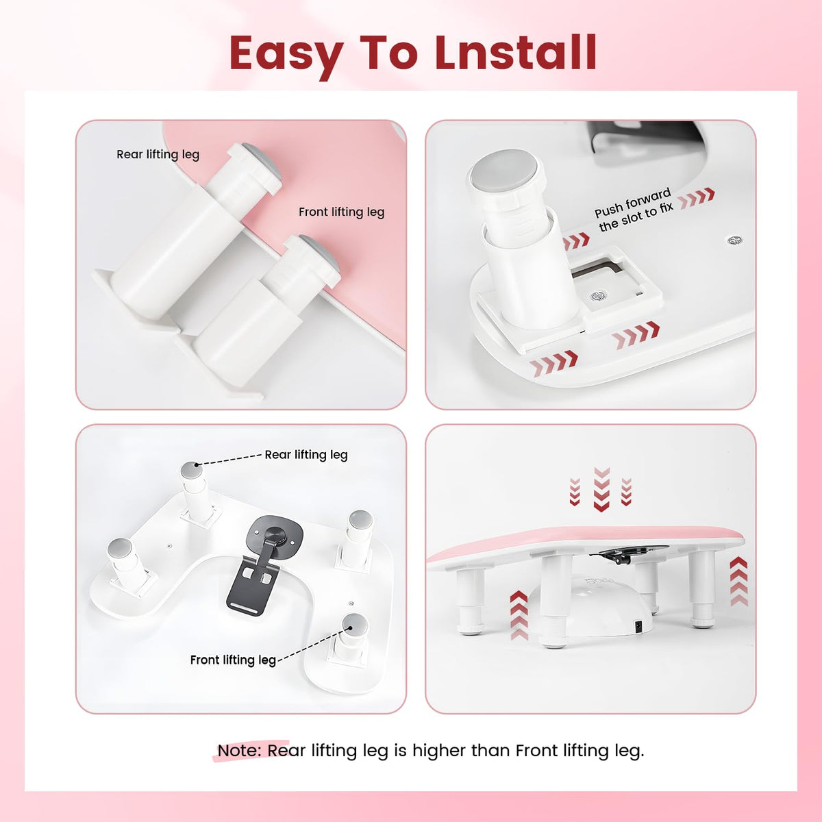 Pink U-Shaped Manicure Arm Rest for Nails Tech with Rotating 360°Built-In Phone Holder and Adjustable Nail Arm Rest Detachable Manicure Hand Rest for Salon Design