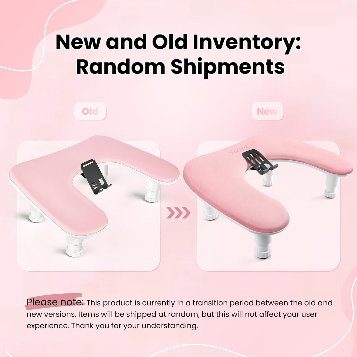 Pink U-Shaped Manicure Arm Rest for Nails Tech with Rotating 360°Built-In Phone Holder and Adjustable Nail Arm Rest Detachable Manicure Hand Rest for Salon Design