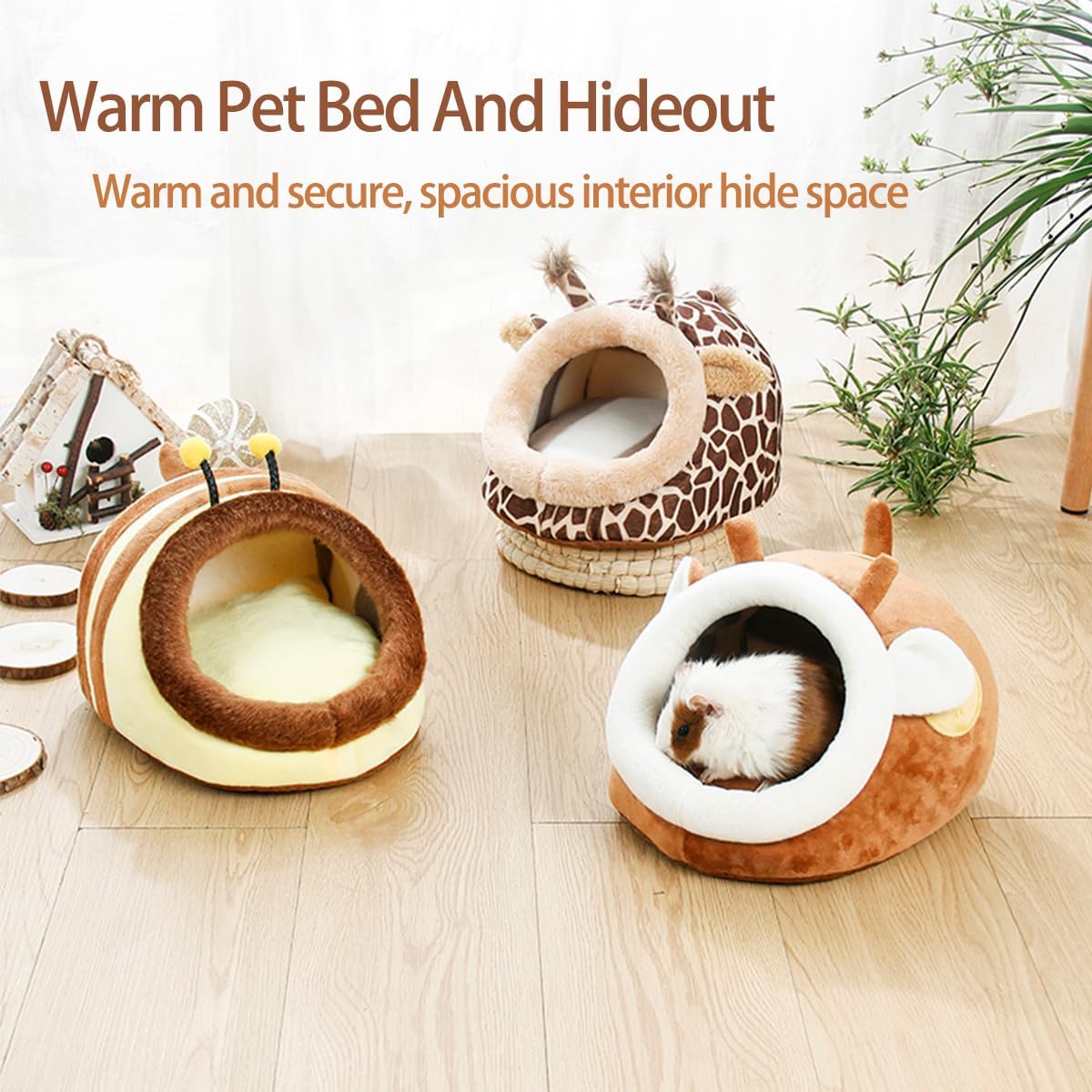 EAEDMY Guinea Pig Bed House & Hideout for Rat Bearded Dragon Hedgehog Ferret to Sleep and Hide, Guinea Pig Cage Accessories Habitat Décor (Large, 3.Pig)