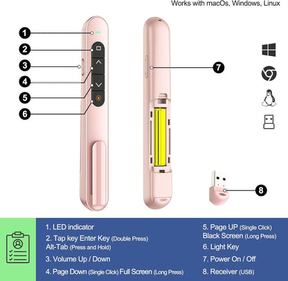 Presentation Clicker with Volume Control, Wireless Presenter Remote