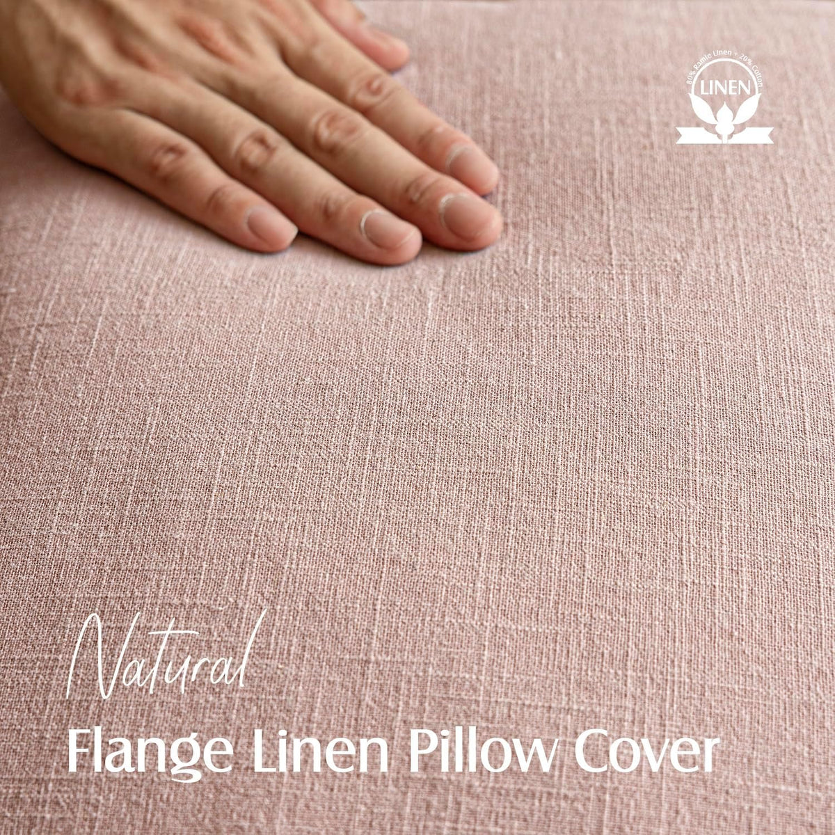 Pack of 2, Decorative Linen Solid Throw Pillow Covers Soft Accent Cushion Case Boho Farmhouse Pillowcase for Chair Couch Sofa Bedroom Living Room Home Decor 18 x 18 Inch Light Pink