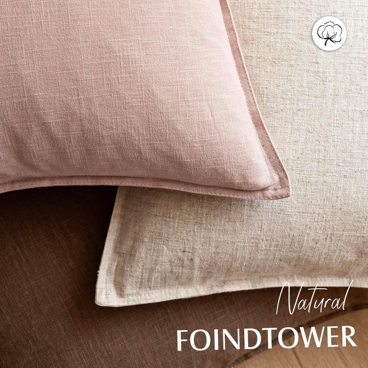 Pack of 2, Decorative Linen Solid Throw Pillow Covers Soft Accent Cushion Case Boho Farmhouse Pillowcase for Chair Couch Sofa Bedroom Living Room Home Decor 18 x 18 Inch Light Pink