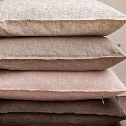 Pack of 2, Decorative Linen Solid Throw Pillow Covers Soft Accent Cushion Case Boho Farmhouse Pillowcase for Chair Couch Sofa Bedroom Living Room Home Decor 18 x 18 Inch Light Pink