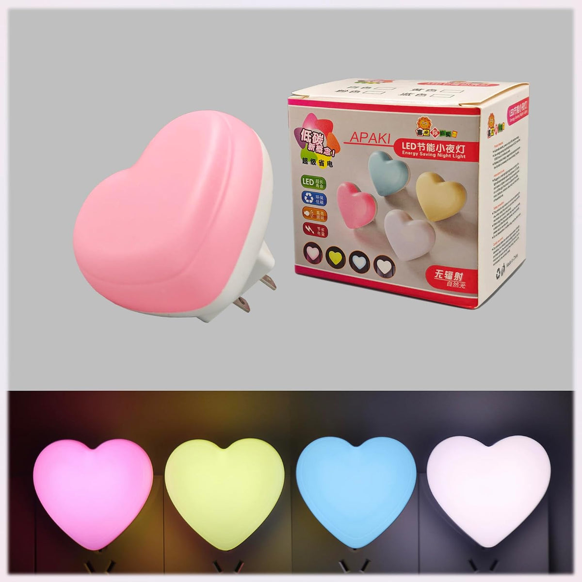 LED Night Lights Plug into Wall 2 Pack,Cute Pink Heart Plug in Night Light with Auto Dusk to Dawn Sensor, Ideal Gift Nightlight for Girls Kids Bedroom Bathroom Hallway Room Decor