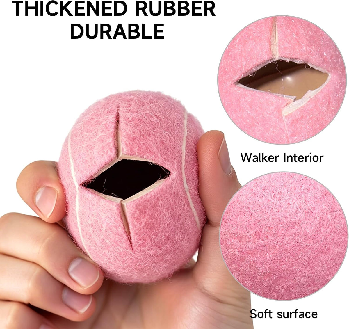 4 Pack Walker Tennis Balls – Pre-Cut Tennis Balls for Walker or Furniture Legs, Long Lasting Ski Glides & Pads, Easy Installation, Floor Protectors (Light Pink)