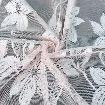 Princess Pink Floral Lace Tie Up Balloon Curtain with Black Ruffled Trim