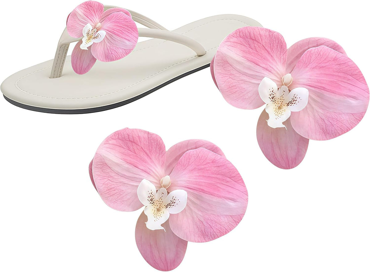 2Pcs Light Pink Artificial Orchid Flower Shoe Clips Detachable High Heel Shoes Buckle Sandals Shoe Decoration Charms for DIY Women Summer Bridal Wedding Party
