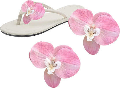 2Pcs Light Pink Artificial Orchid Flower Shoe Clips Detachable High Heel Shoes Buckle Sandals Shoe Decoration Charms for DIY Women Summer Bridal Wedding Party