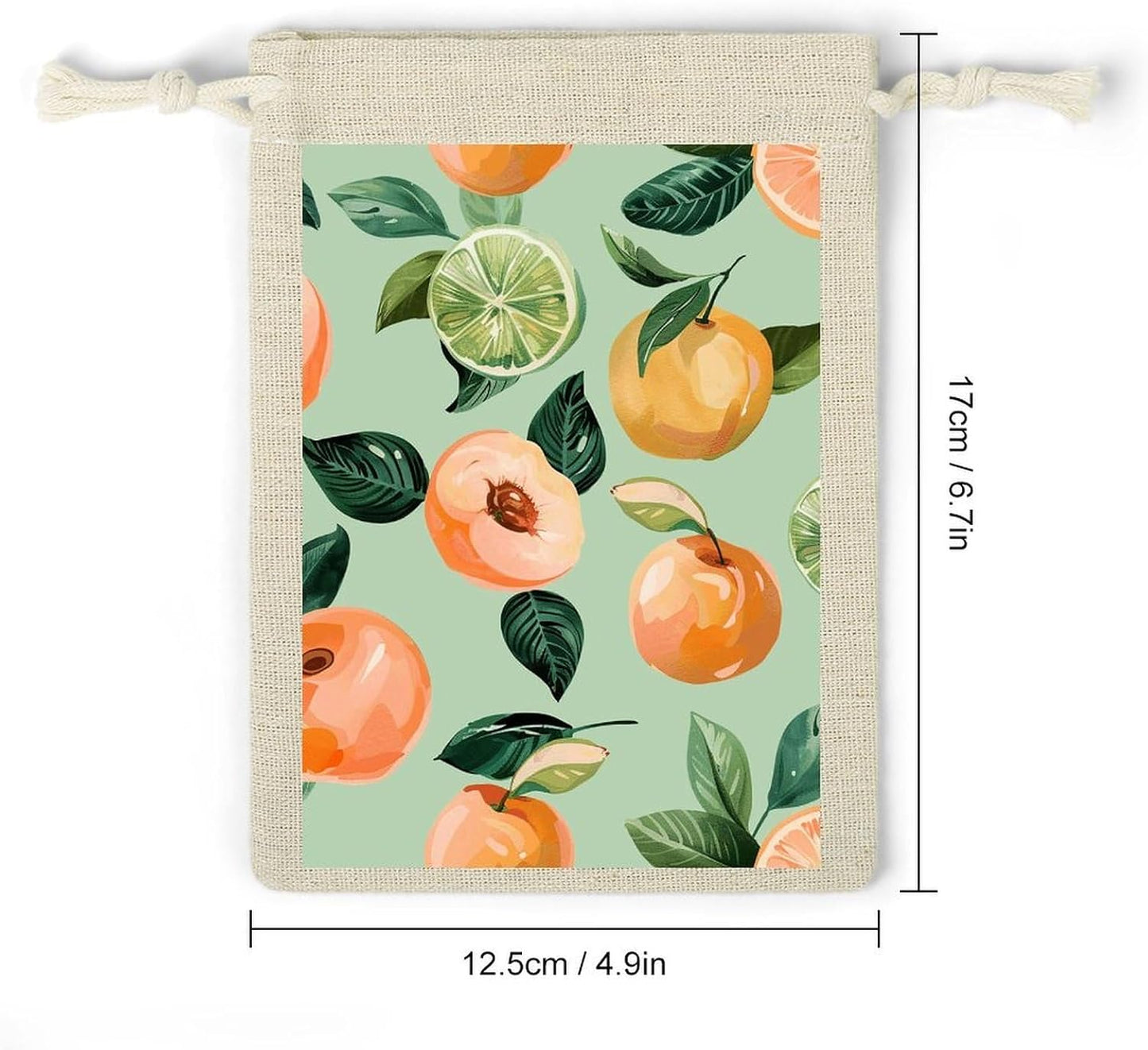 LLUTSNTH 8-Pack With Peach Pattern Drawstring Gift Bags Reusable Burlap Party Favors Bags for Holiday, Storage & Decor