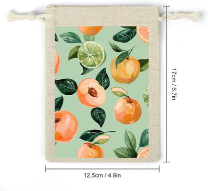 LLUTSNTH 8-Pack With Peach Pattern Drawstring Gift Bags Reusable Burlap Party Favors Bags for Holiday, Storage & Decor