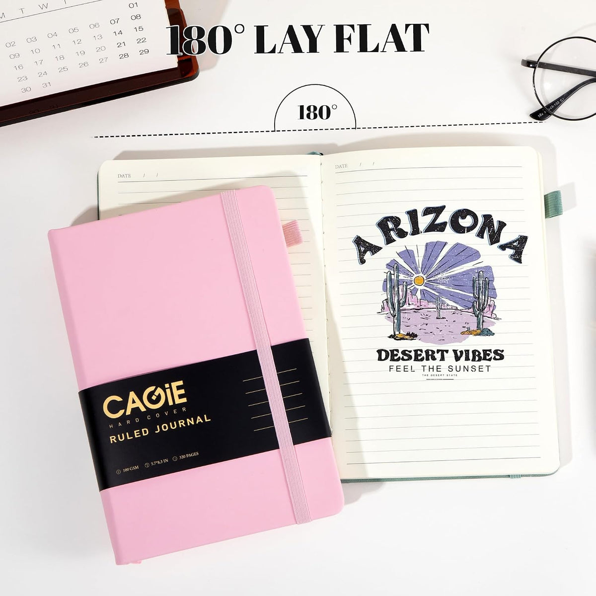 Pink Journal Notebook for Women Leather Journaling Diary Daily, A5
