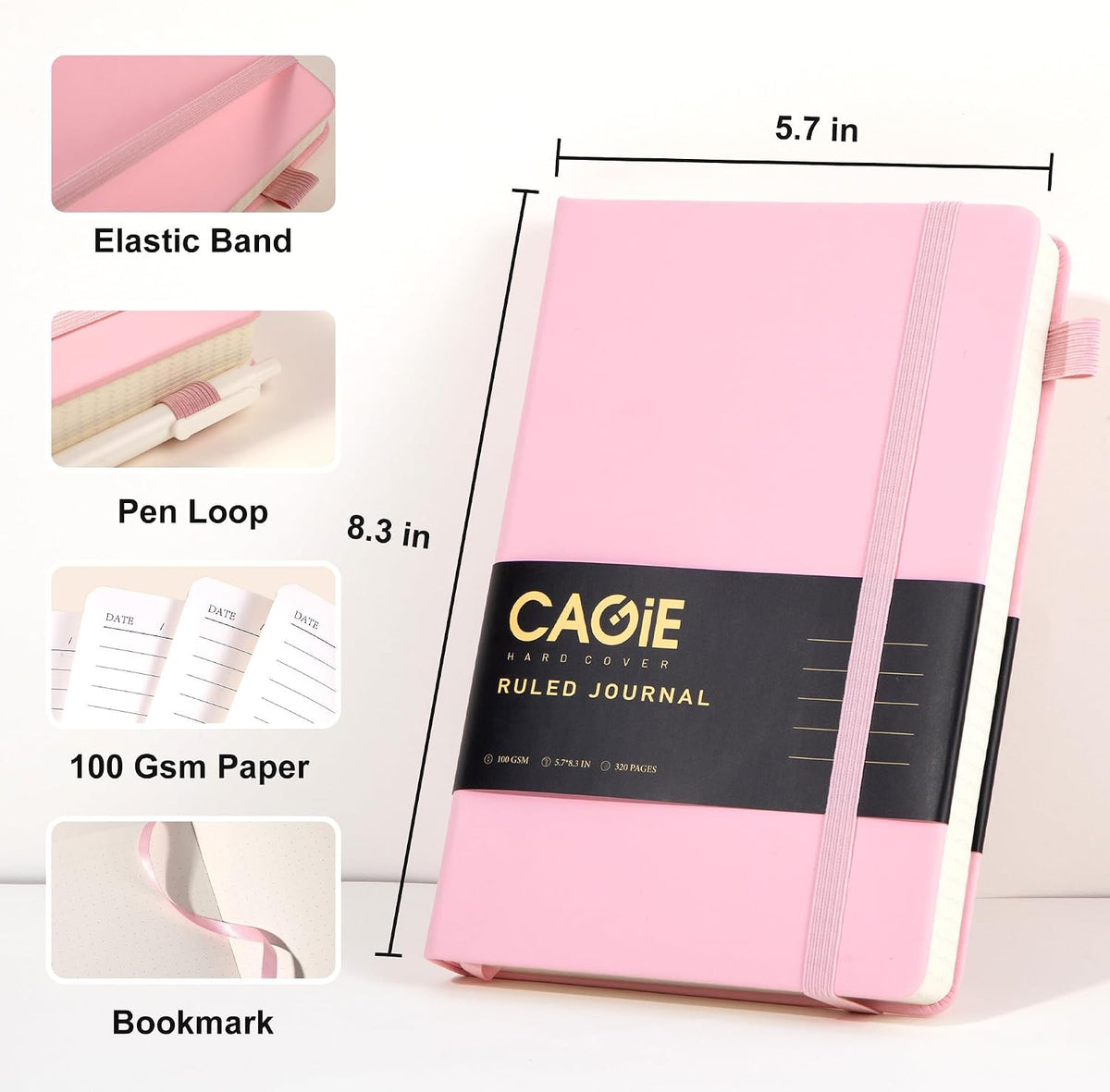 Pink Journal Notebook for Women Leather Journaling Diary Daily, A5
