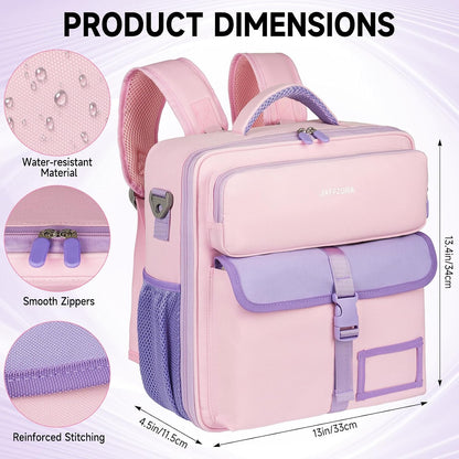 Zipper Binder Bag 3 Ring 3 Inch, 700 Sheets Capacity Binder Organizer with Detachable Backpack Straps & Shoulder Strap, Portable File Storage Case for College Office Travel, Pink&Purple
