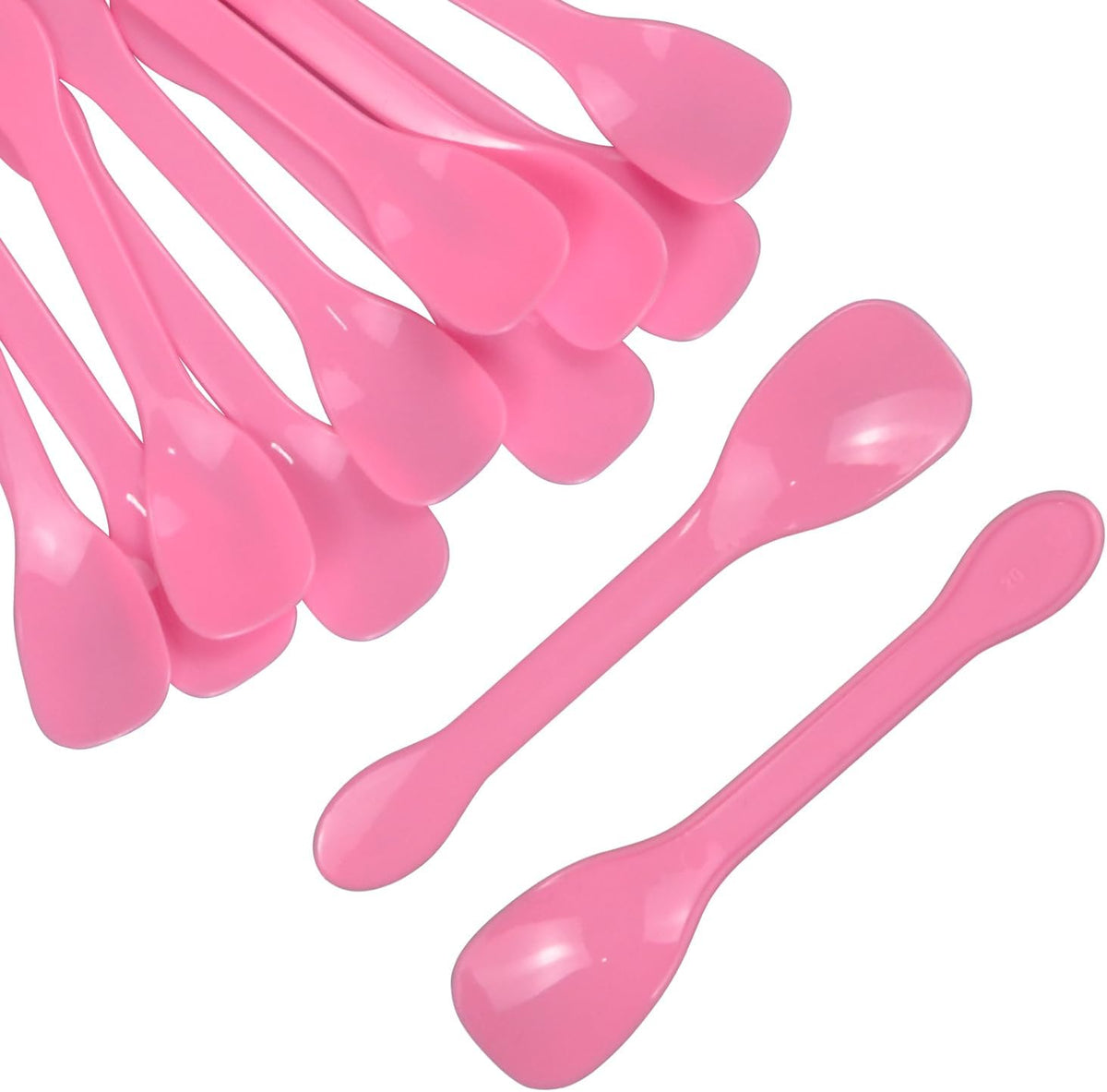 50 Pieces Plastic Caviar Spoons, Small Disposable Dessert Spoons for Sampling, Tasting, Ice Cream Cup, Party Supplies (50, Pink)