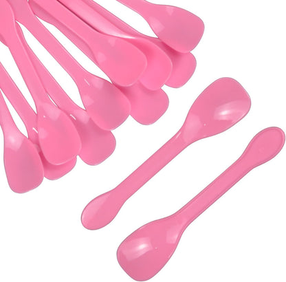 50 Pieces Plastic Caviar Spoons, Small Disposable Dessert Spoons for Sampling, Tasting, Ice Cream Cup, Party Supplies (50, Pink)
