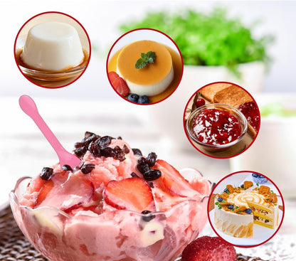 50 Pieces Plastic Caviar Spoons, Small Disposable Dessert Spoons for Sampling, Tasting, Ice Cream Cup, Party Supplies (50, Pink)