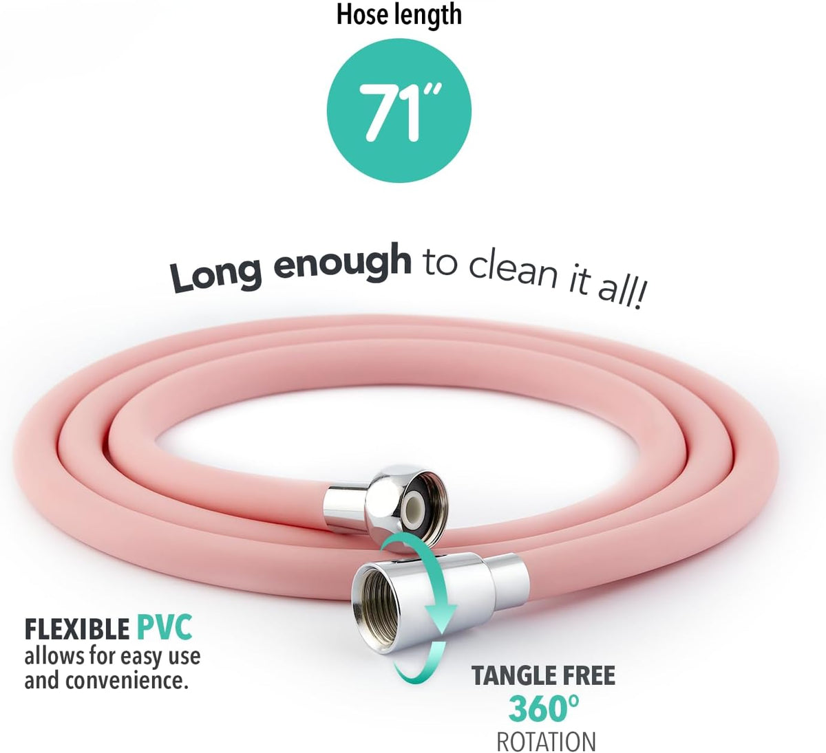 Pluo Handheld Filtered Showerhead Set (1 Vitamin C & Sediment Filter Included) with PVC Hose, Shower Head Holder - Pink