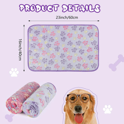 YUEPET Waterproof Dog Blankets, 2 Pack Washable Dog Blankets for Bed Couch Sofa Protector Fleece Flannel Puppy Blanket Soft Plush Reversible Throw Blanket for Small Dogs Puppy Cat 23"×16"(Purple+Pink)