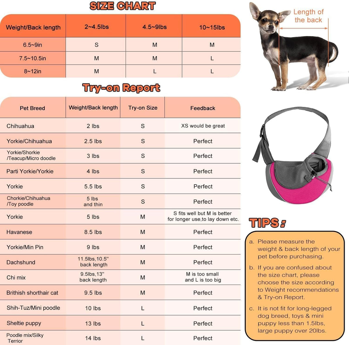 Pet Sling Carrier for 2-5 lbs Small Dogs Cat Puppy Crossbody Carrier