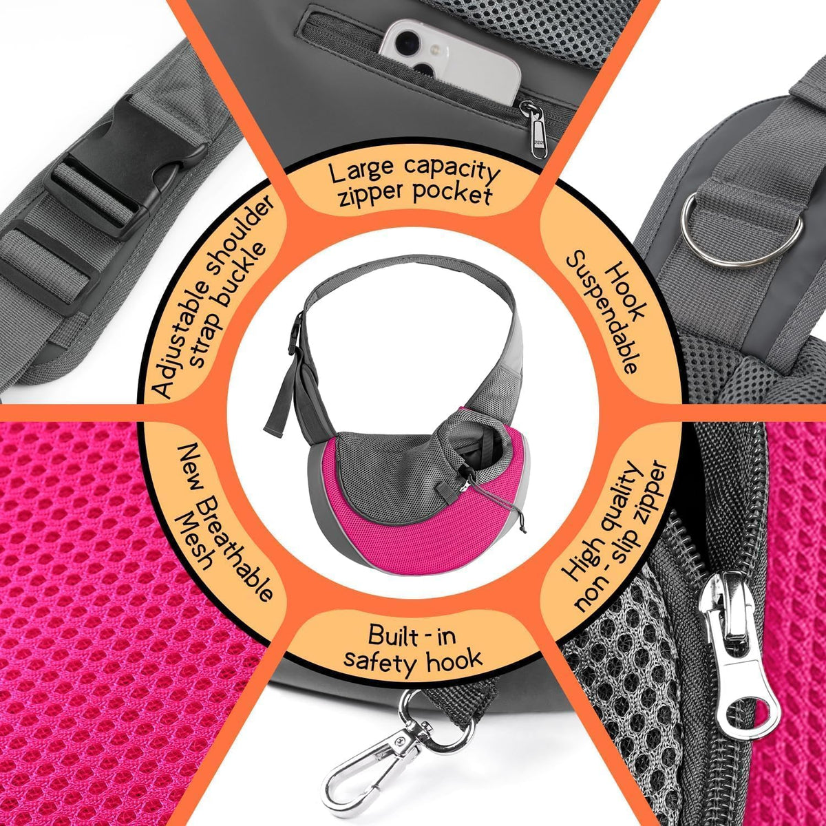 Pet Sling Carrier for 2-5 lbs Small Dogs Cat Puppy Crossbody Carrier