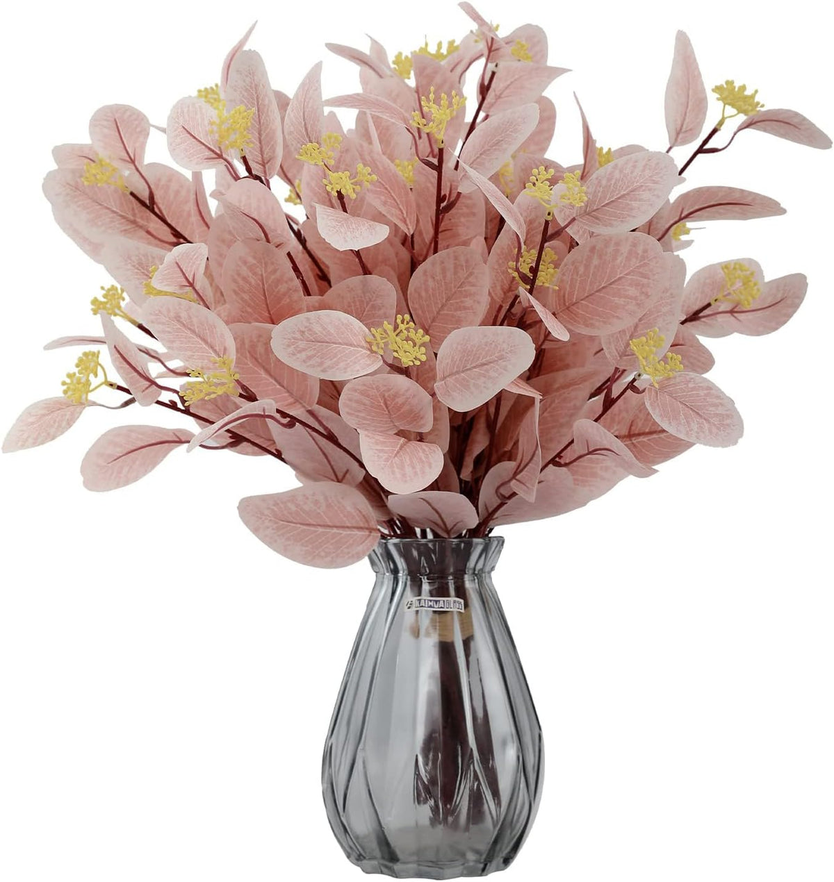 Blush Artificial Eucalyptus Stems, 12Pcs 20" Branches with Beige Berries