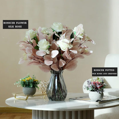 Blush Artificial Eucalyptus Stems, 12Pcs 20" Branches with Beige Berries