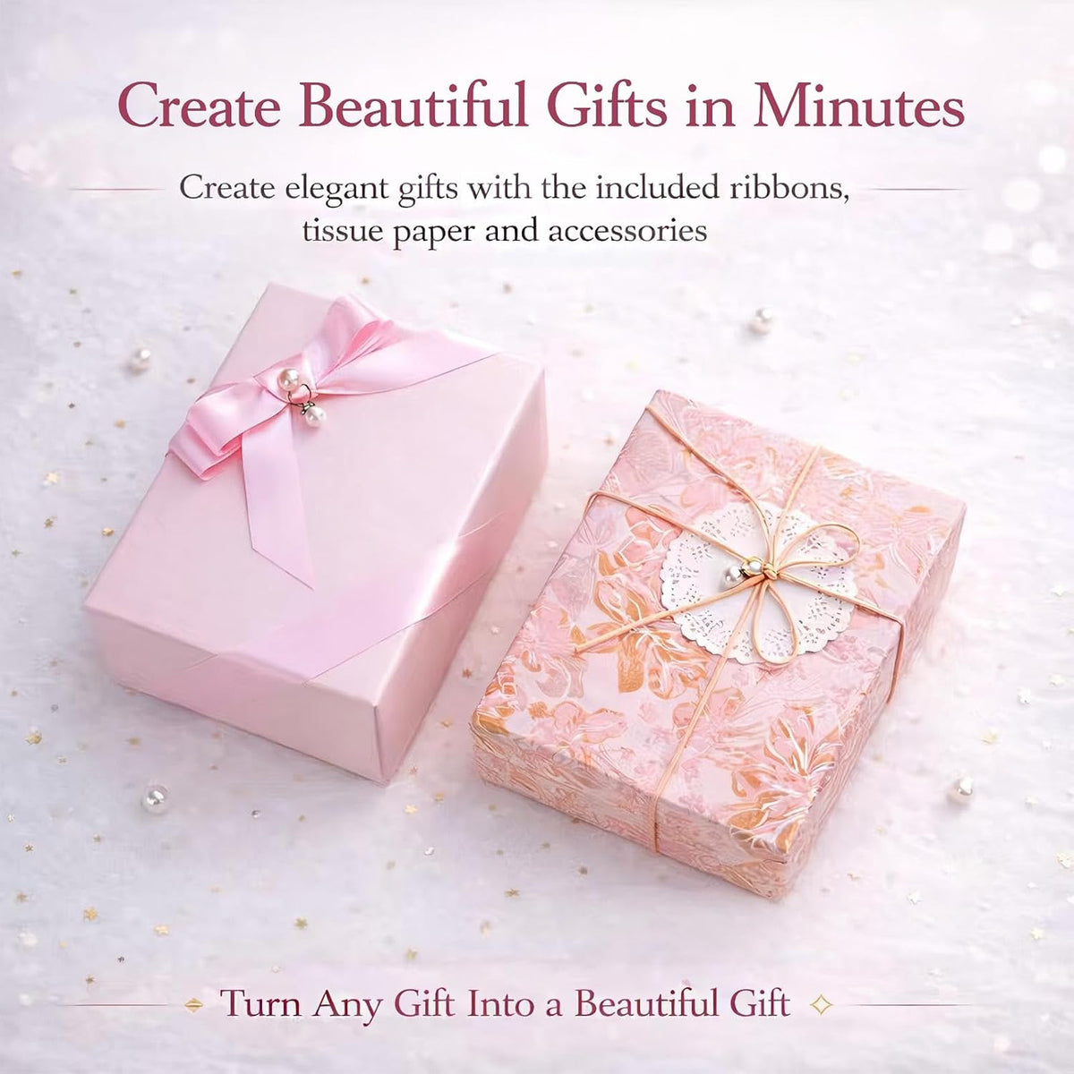 Elegant Small Pink Gift Box for Women with Lid & Accessories