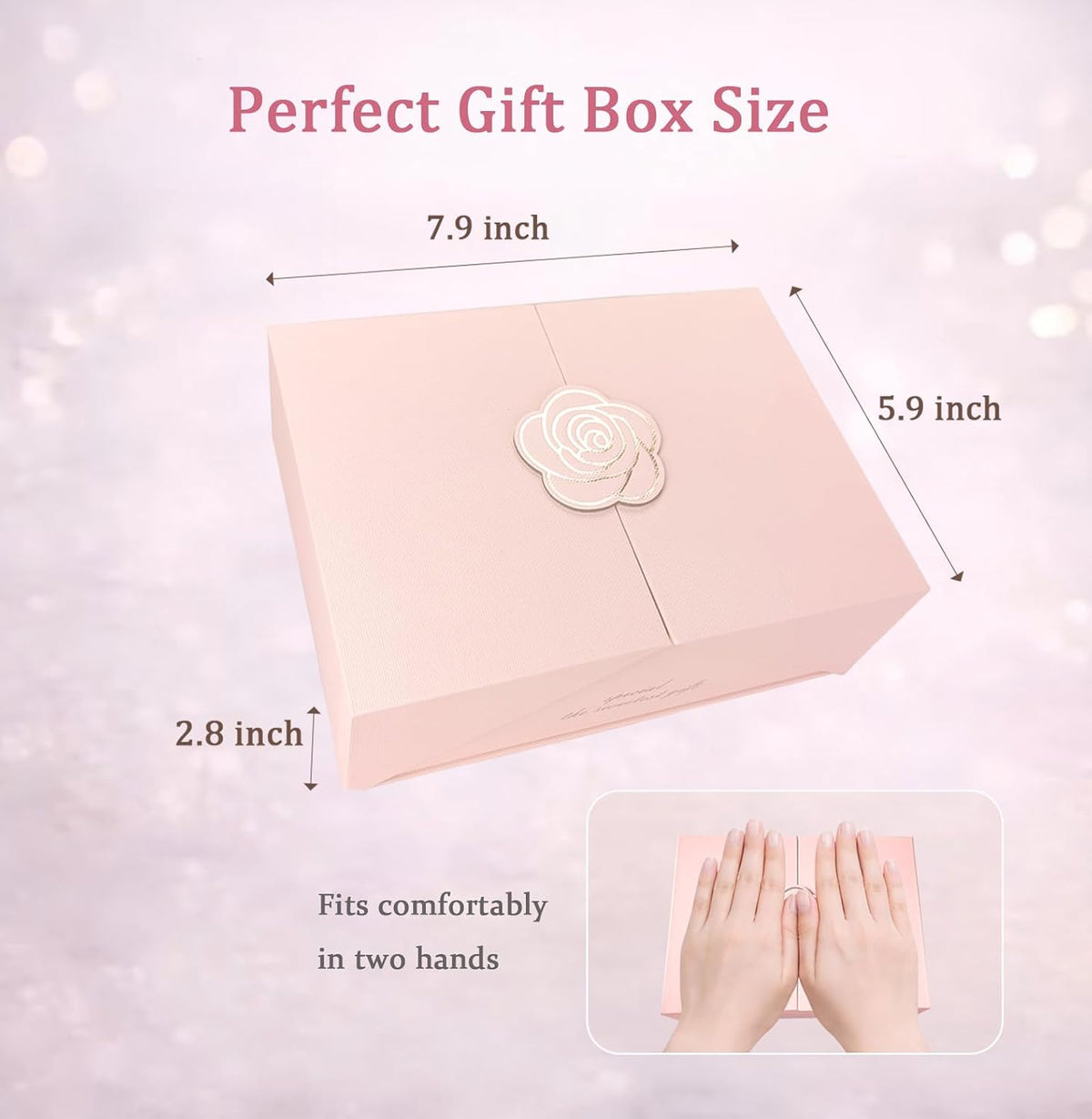Elegant Small Pink Gift Box for Women with Lid & Accessories