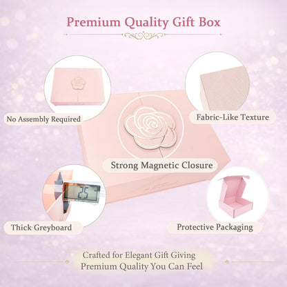 Elegant Small Pink Gift Box for Women with Lid & Accessories