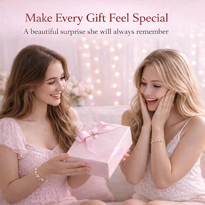 Elegant Small Pink Gift Box for Women with Lid & Accessories